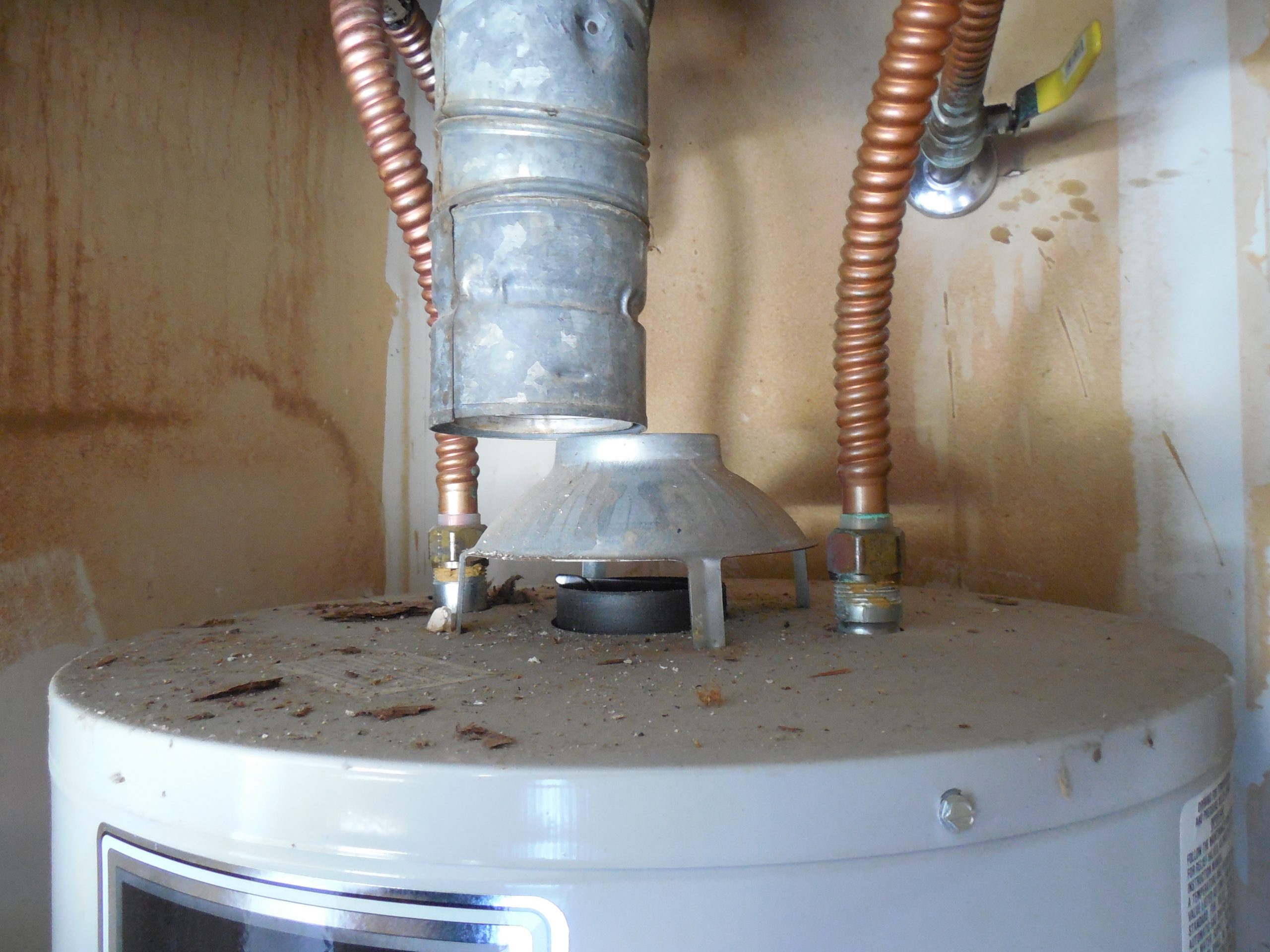 Water heater flue not attached